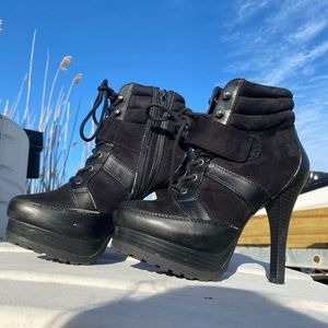 Black Jennifer Lopez platform heels